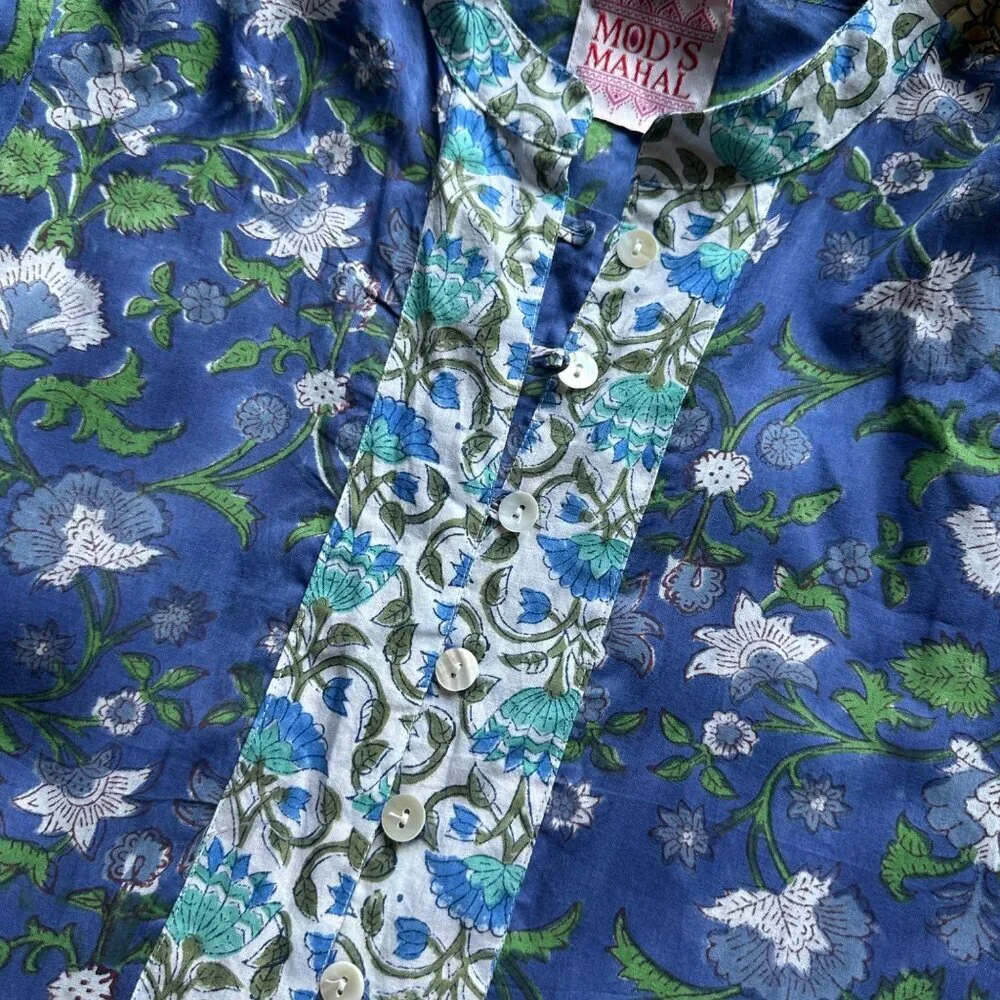 Mod's Mahal Split Neck Floral Midi Dress Womens Size XS Vintage Prairie Boho